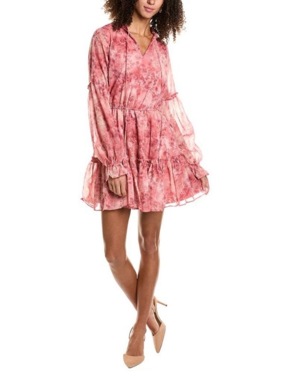 Rachel Parcell Pink Floral Tiered Mini Dress